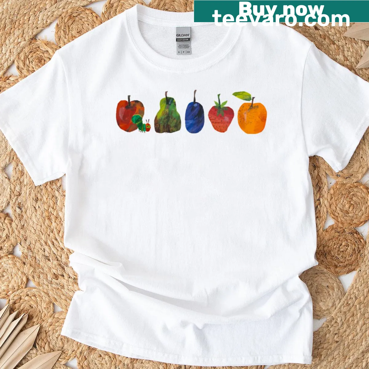 T-shirt featuring a cute hungry caterpillar graphic for teachers — on a men's t-shirt