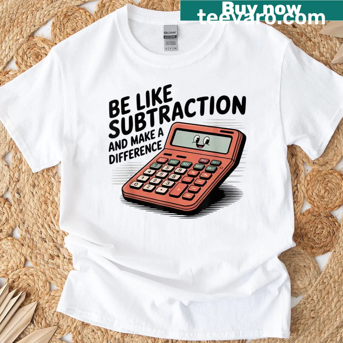 Funny math teacher t-shirt with subtraction-themed saying — on a men's t-shirt
