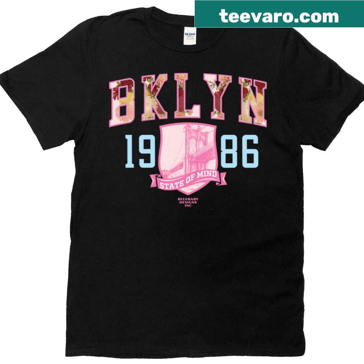 Minimalist T-shirt with 'Bklyn 1986' text design — on a men's t-shirt