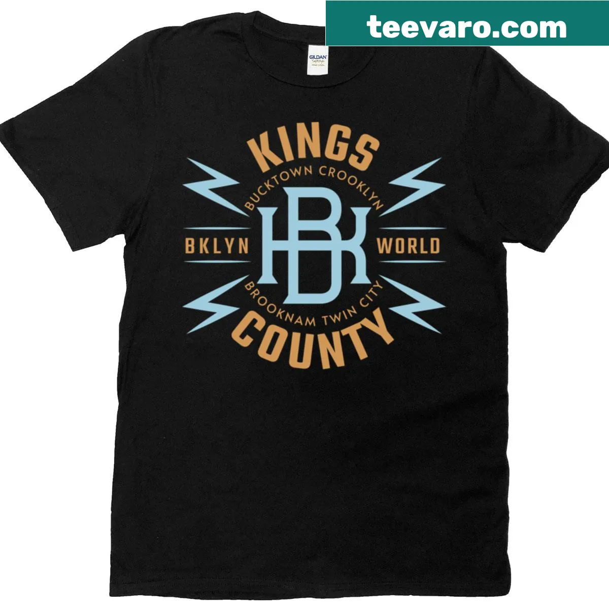 T-shirt with playful 'Bklyn World' text design — on a men's t-shirt