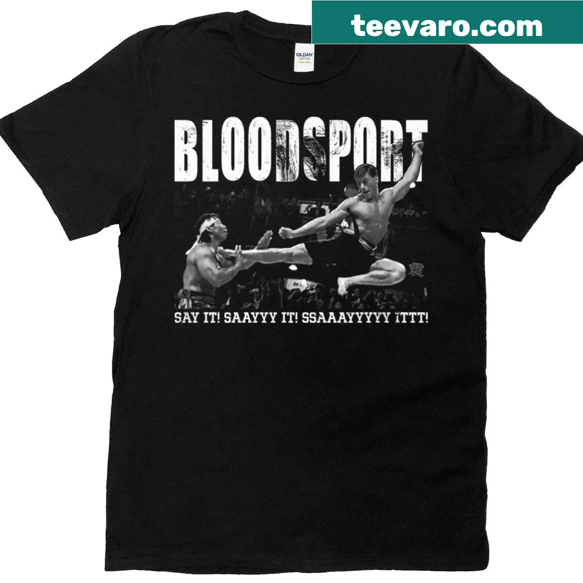 Iconic 1988 movie graphic on a black t-shirt — on a men's t-shirt