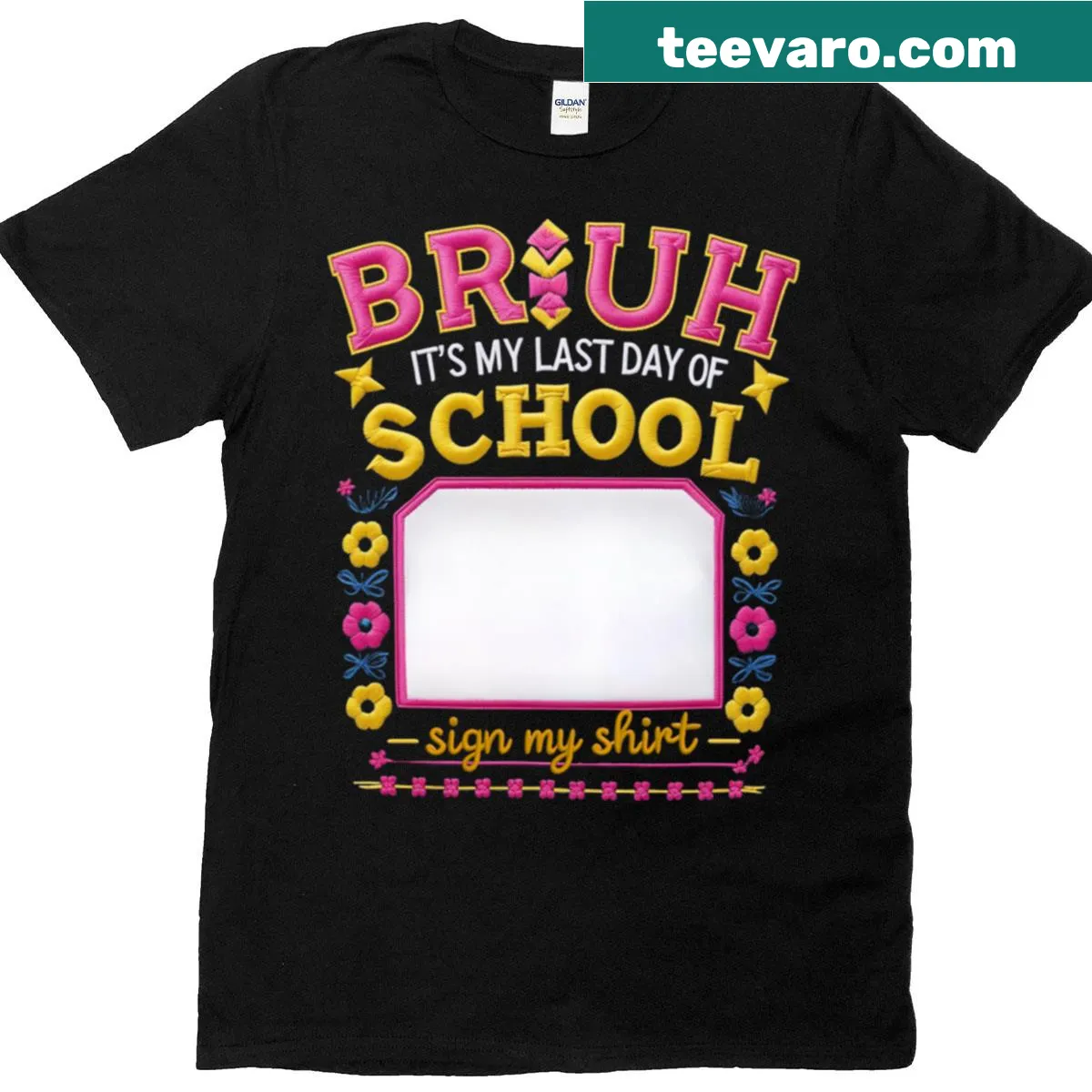 Funny graduation T-shirt with 'It's My Last Day Of School' design — on a men's t-shirt