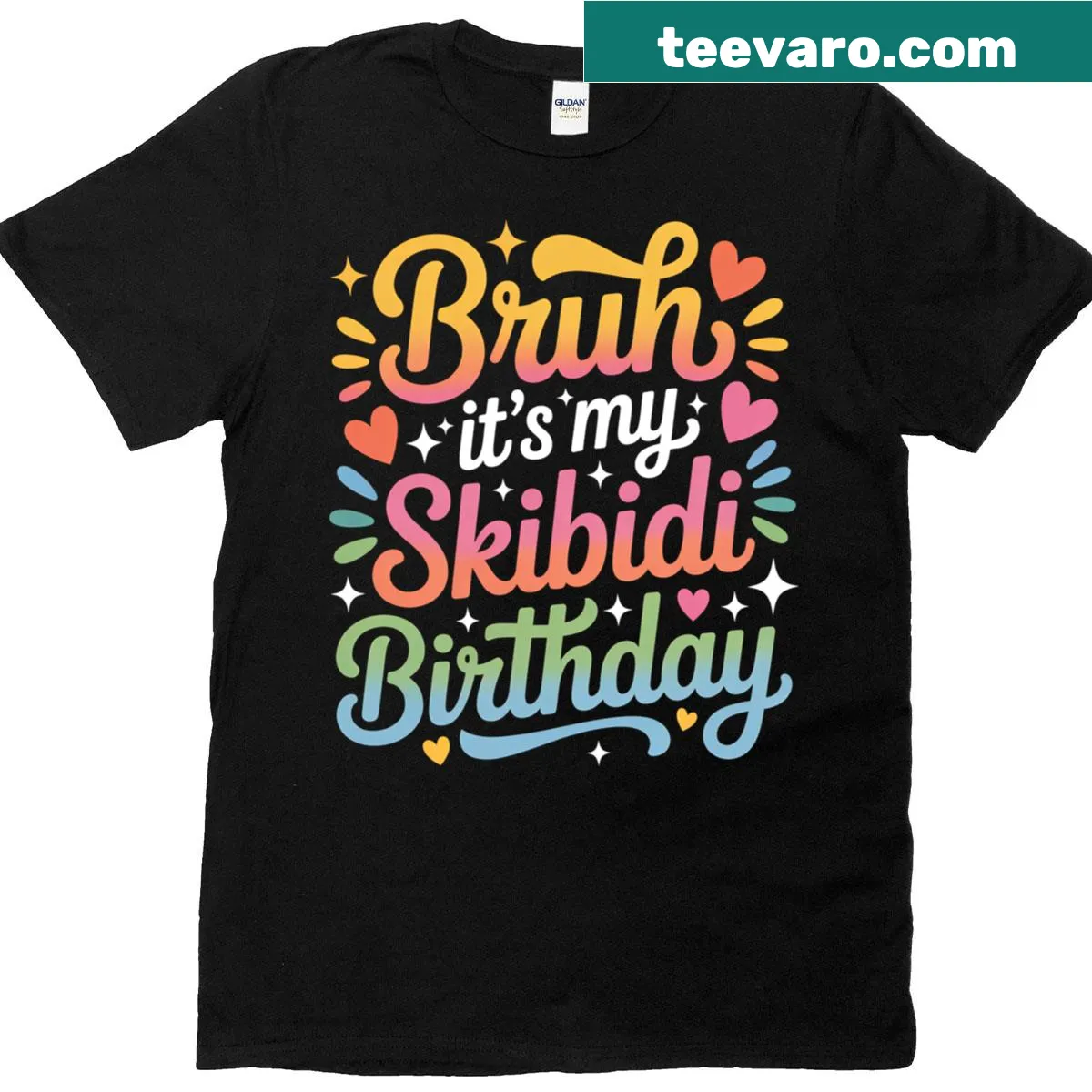 Kids' birthday tee featuring 'Bruh It's My Skibidi Birthday' text. — on a men's t-shirt