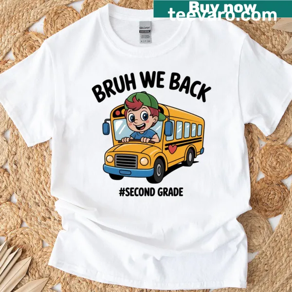 Playful back-to-school graphic t-shirt for 2nd grade