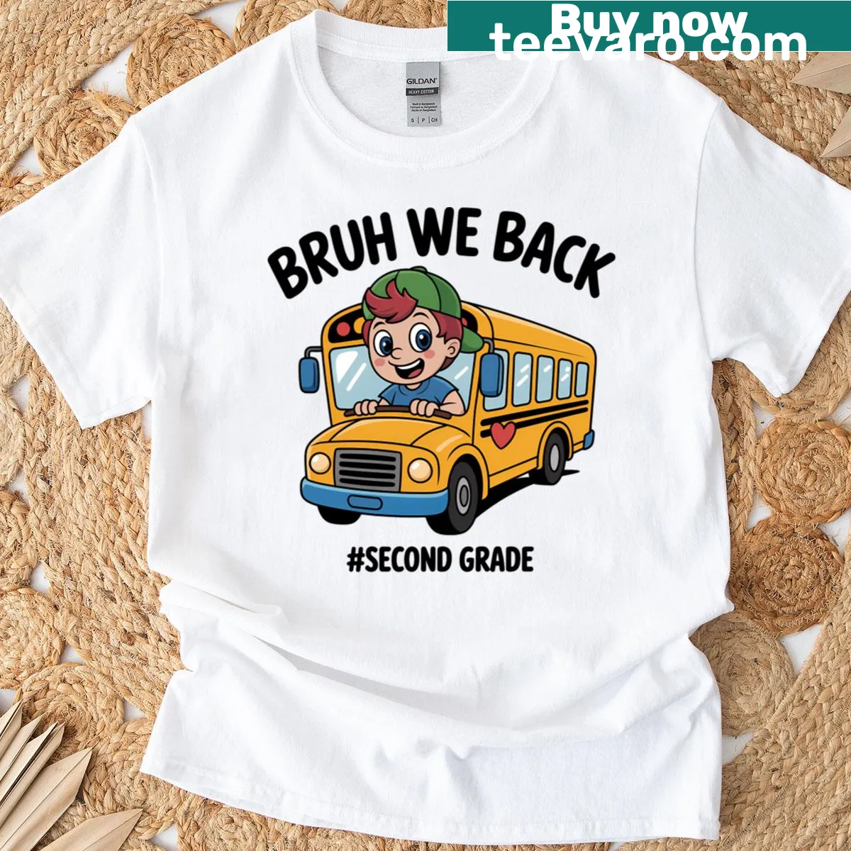 Playful back-to-school graphic t-shirt for 2nd grade — on a men's t-shirt