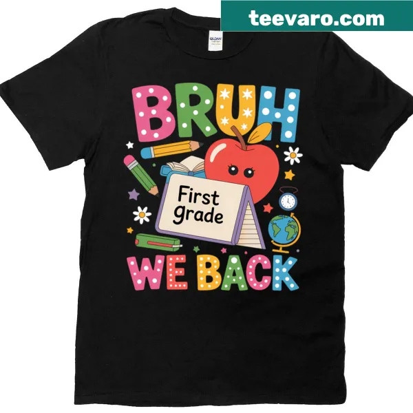 Charming T-shirt for first-grade teachers with pencil and bow graphic