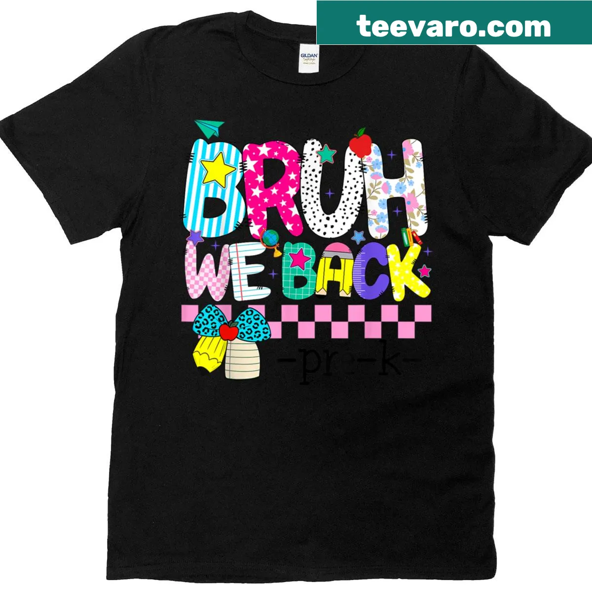 Funny T-shirt for kindergarten teachers with 'Bruh We Back' text — on a men's t-shirt