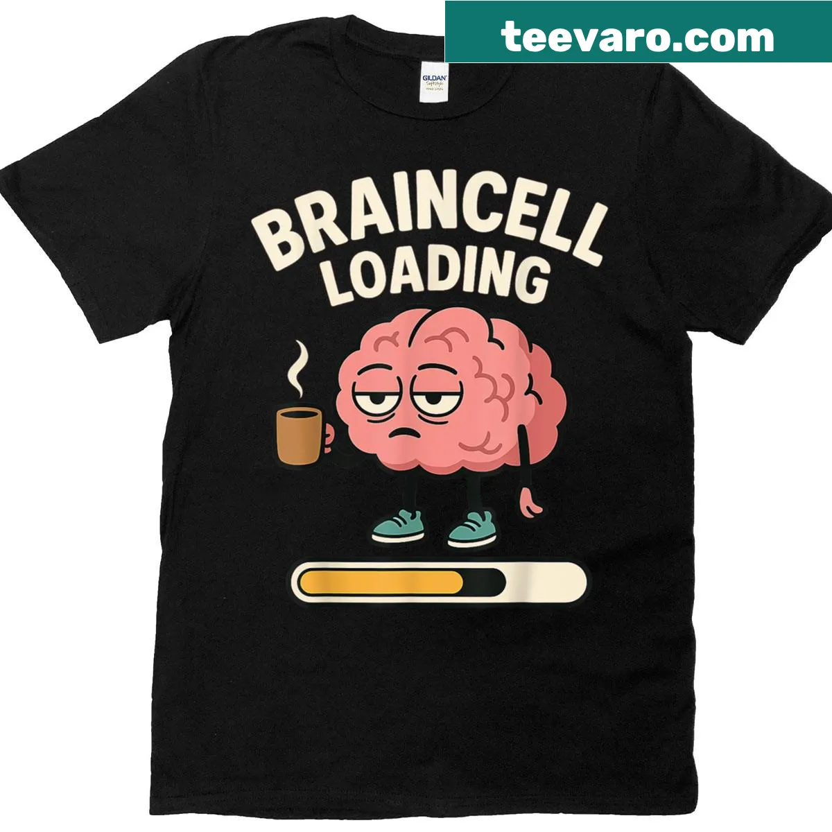 Funny Buffering Minds Club t-shirt with humorous text — on a men's t-shirt