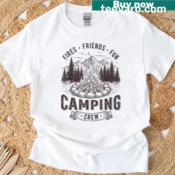 Graphic of friends enjoying a campfire during summer vacation.