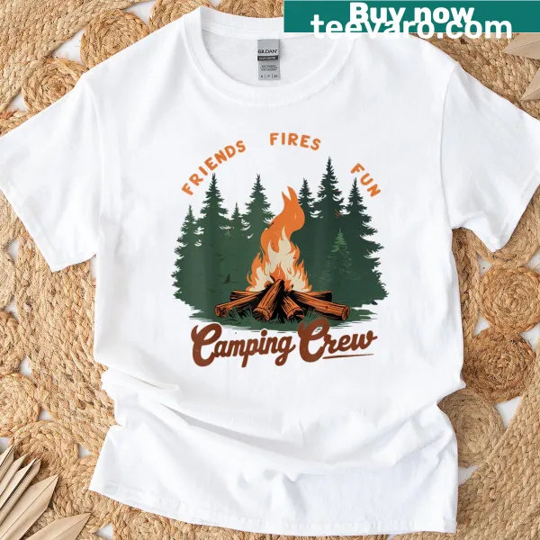 Retro campfire graphic T-shirt for camping enthusiasts