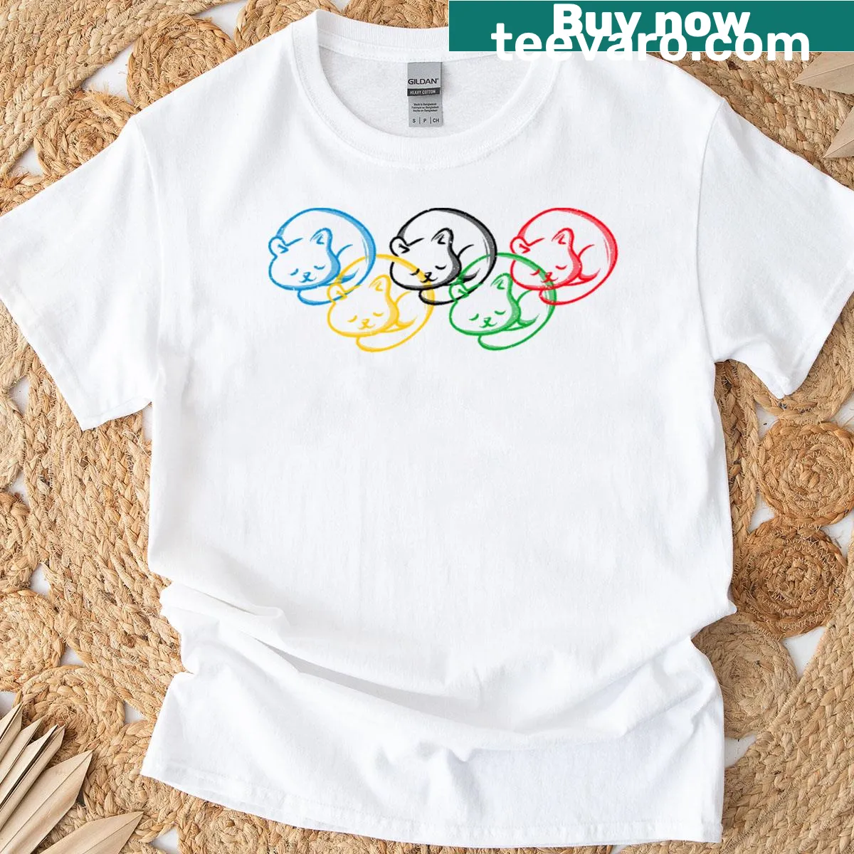 Cute cartoon kitten graphic t-shirt — on a men's t-shirt