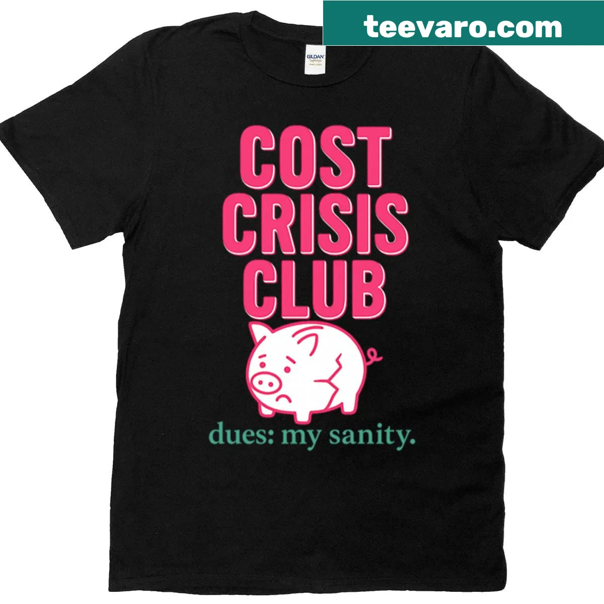 Humorous shirt with a piggy bank design and witty saying — on a men's t-shirt