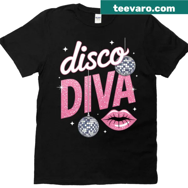 Vintage distressed Disco Diva t-shirt with disco ball and red lips graphic