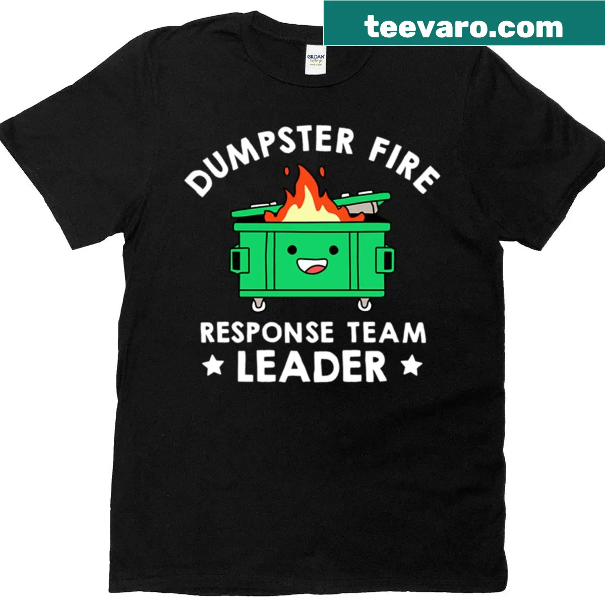 Funny T-shirt featuring a dumpster fire response team quote. — on a men's t-shirt