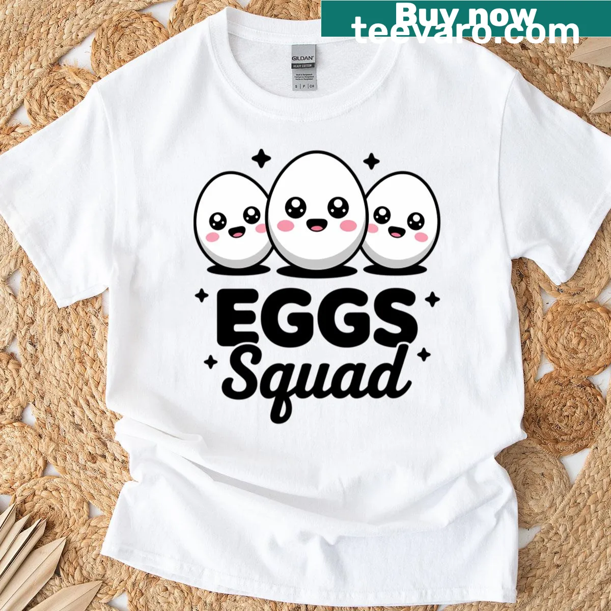T-shirt featuring cartoon egg designs celebrating breakfast — on a men's t-shirt