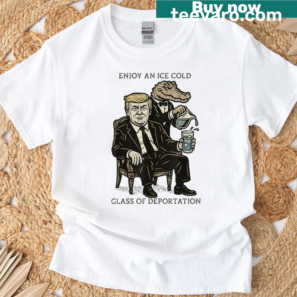Bold typography t-shirt with satirical humor — on a men's t-shirt