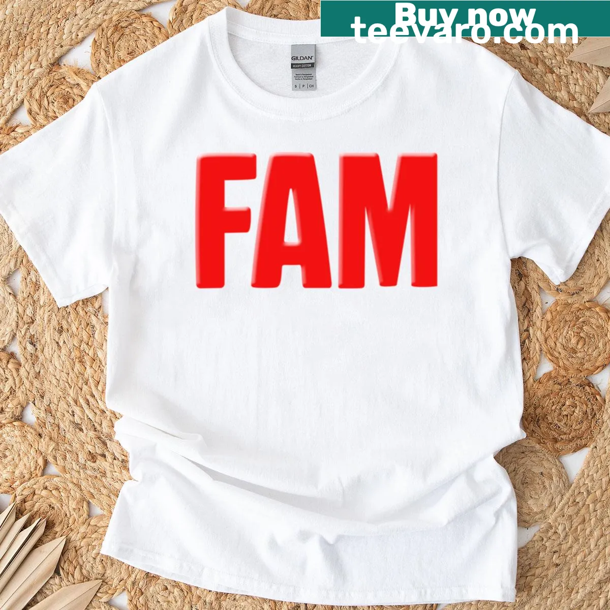 Minimalist Fam design oversized T-shirt — on a men's t-shirt