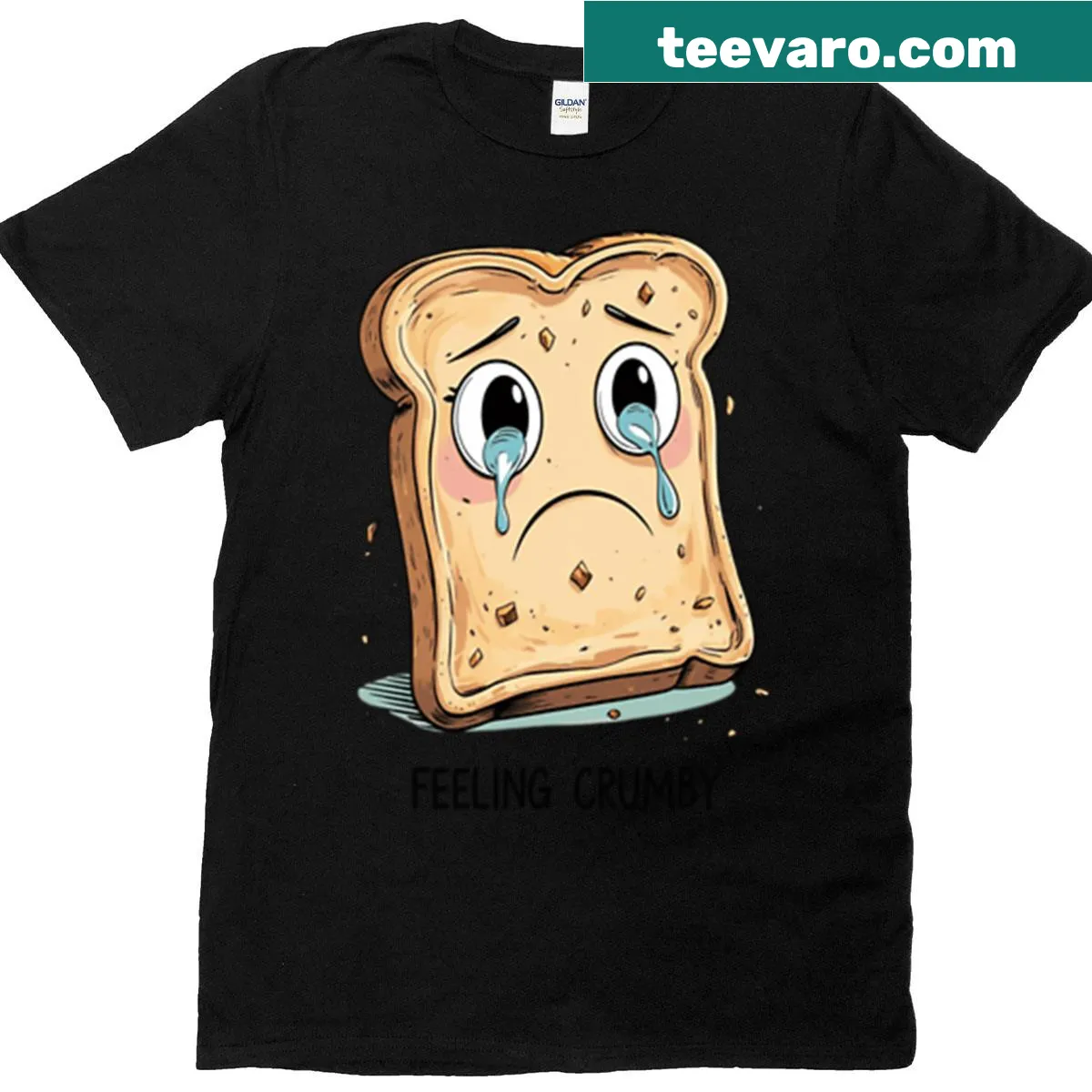Illustrated sad slice of toast on a T-shirt. — on a men's t-shirt