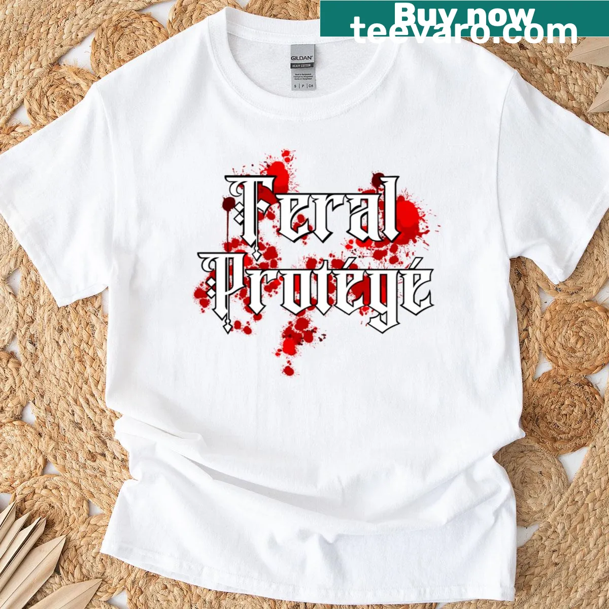 Illustration of a feral character on a bold T-shirt — on a men's t-shirt