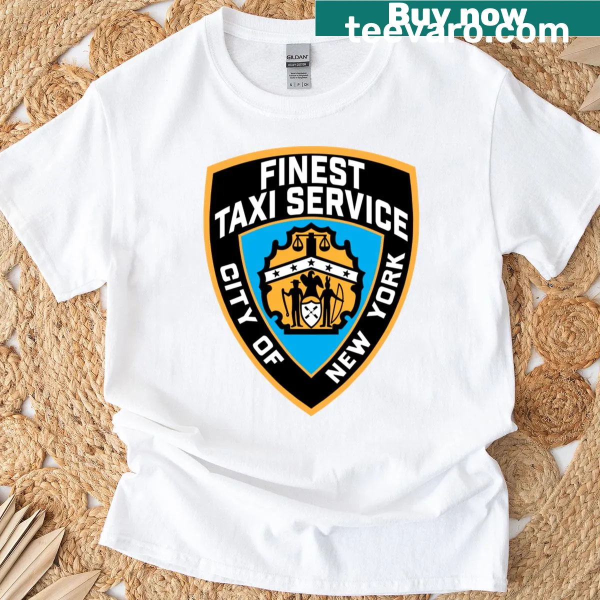 Playful typography design saying 'Finest Taxi Service' on t-shirt — on a men's t-shirt
