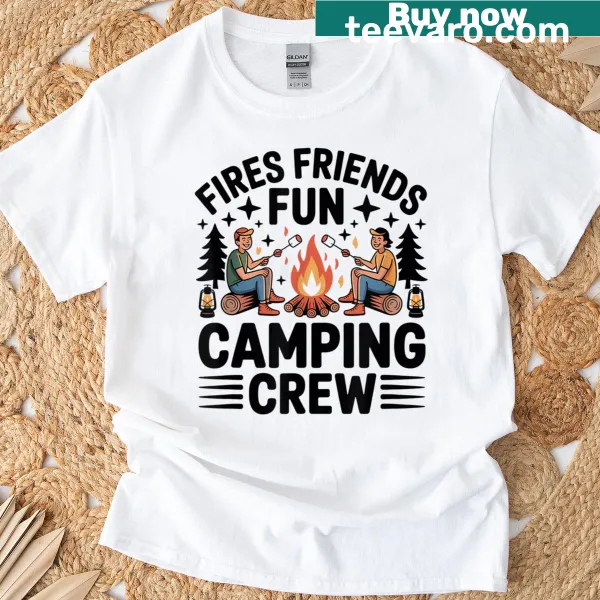 Fun camping crew graphic on summer vacation t-shirt
