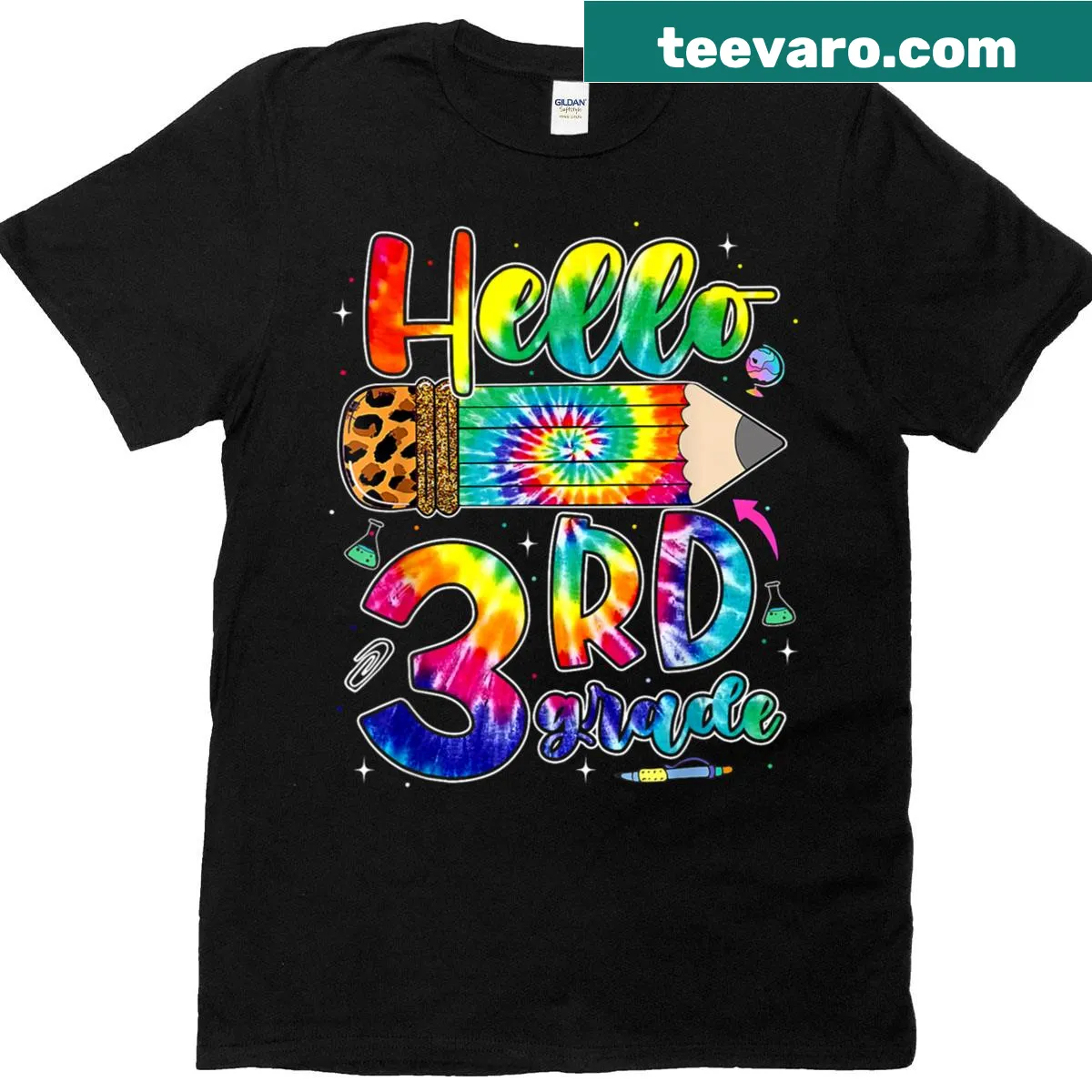 Back to school t-shirt for teachers with cheerful text — on a men's t-shirt