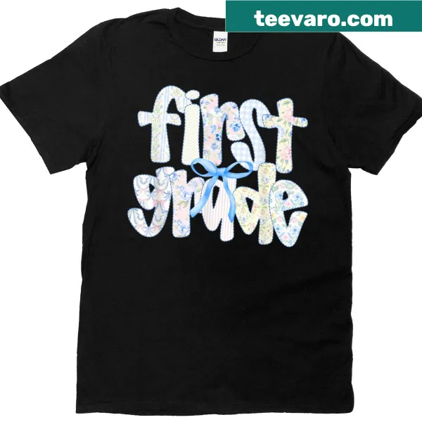 Cute illustrated bow design for first graders' back-to-school t-shirt