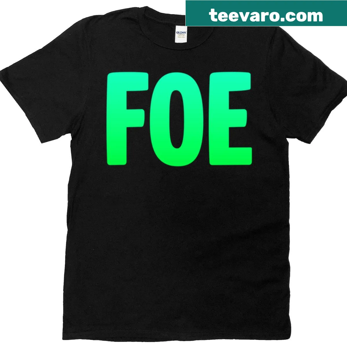 Bold typography t-shirt featuring the word 'Foe' in a striking design — on a men's t-shirt