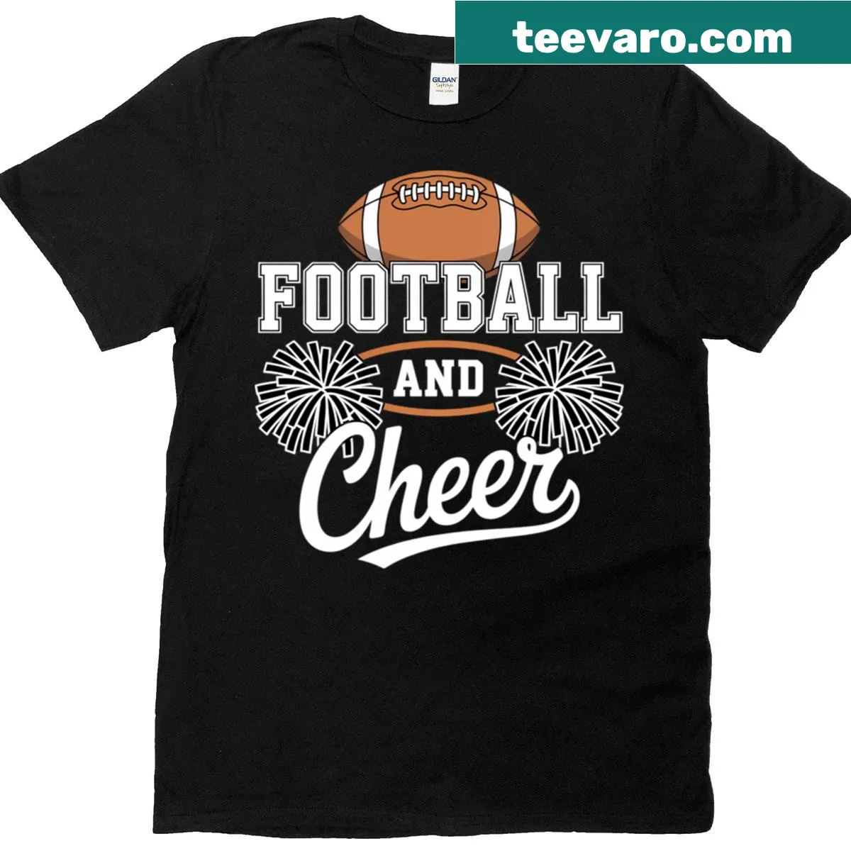 T-shirt for dads featuring 'Football Dad' and 'Cheer Dad' phrases — on a men's t-shirt
