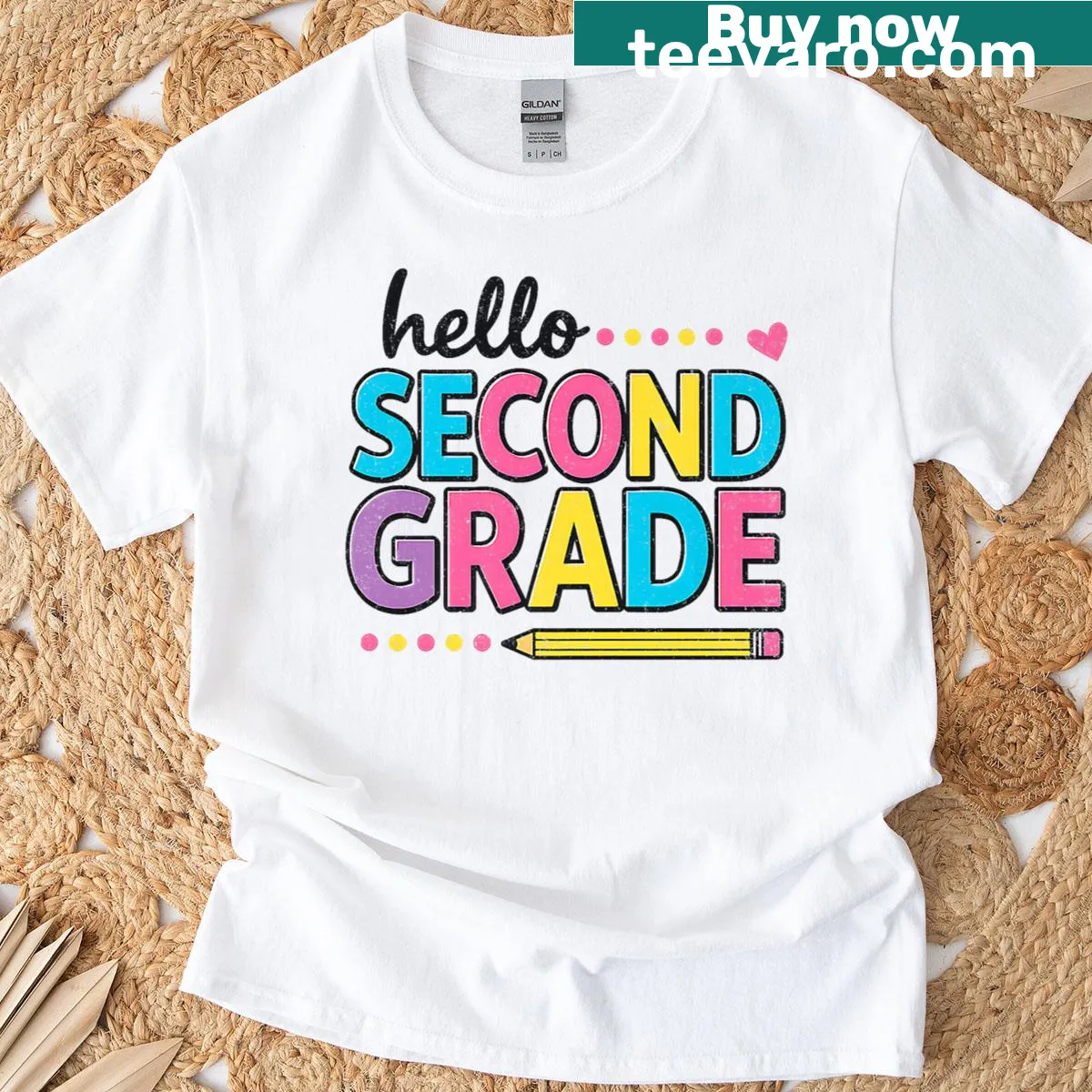 Colorful t-shirt with fun graphics for second graders' first day of school — on a men's t-shirt