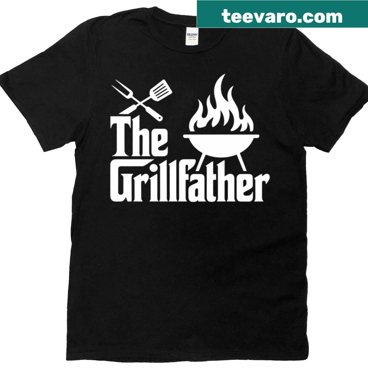 Humorous BBQ Dad shirt with a smoker graphic and funny text — on a men's t-shirt