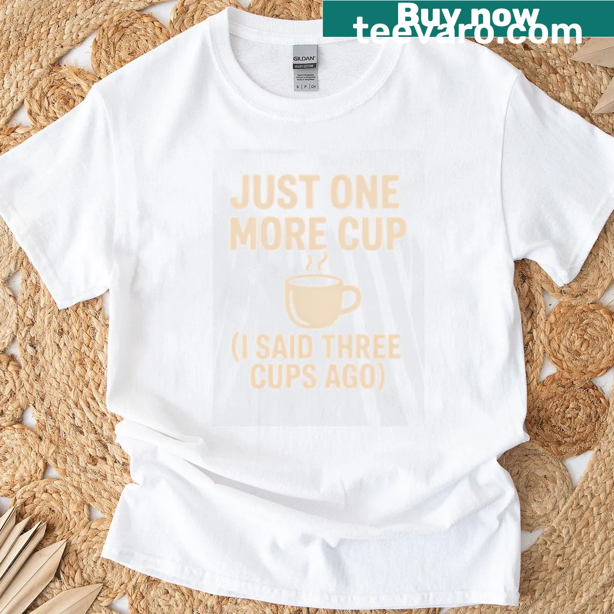 Humorous coffee addict quote T-shirt for caffeine lovers — on a men's t-shirt