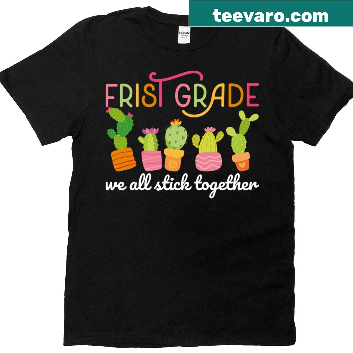 Back-to-school t-shirt with a funny cactus pun graphic — on a men's t-shirt