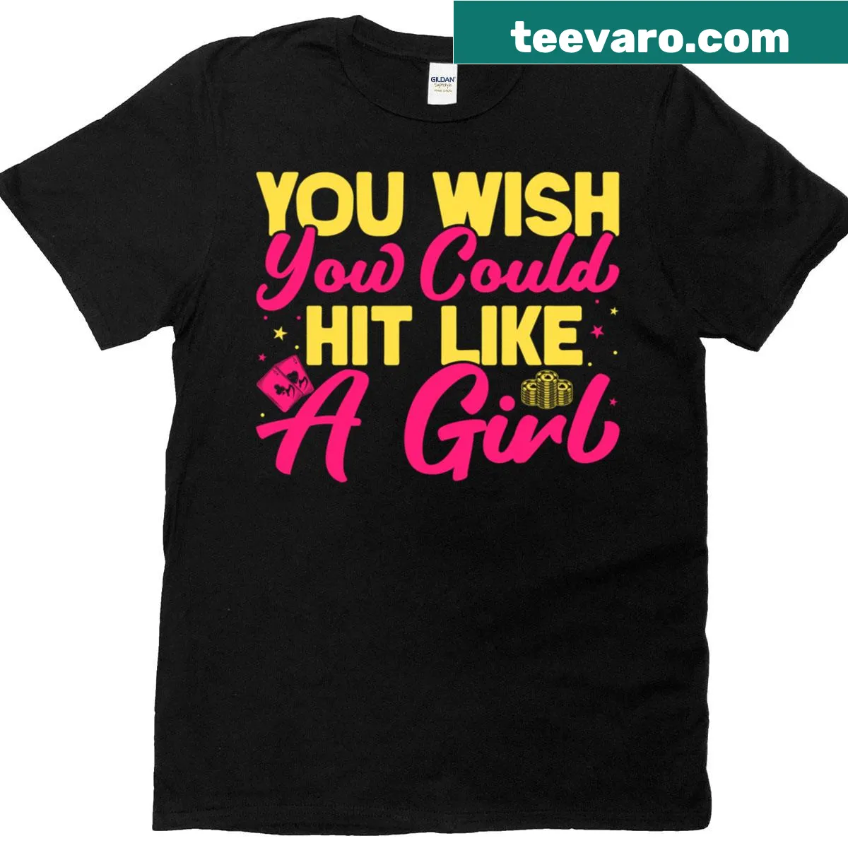 T-shirt with humorous gambling-themed text — on a men's t-shirt