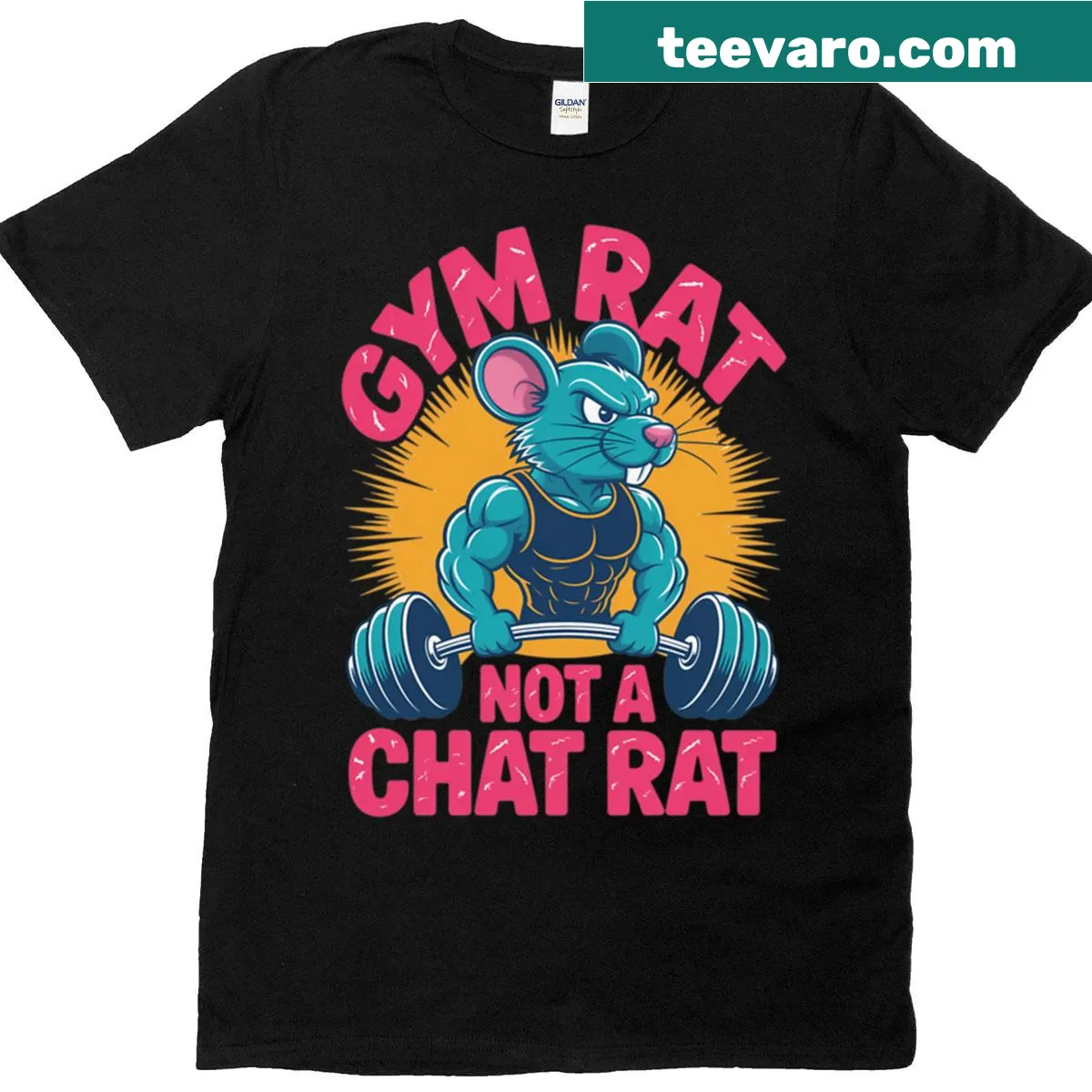 Funny Gym Rat Not Chat Rat design on a T-shirt — on a men's t-shirt