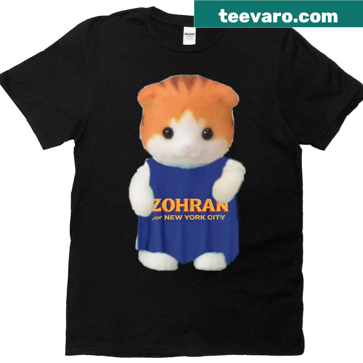 Adorable hamster dressed as a Calico Critter cartoon design. — on a men's t-shirt