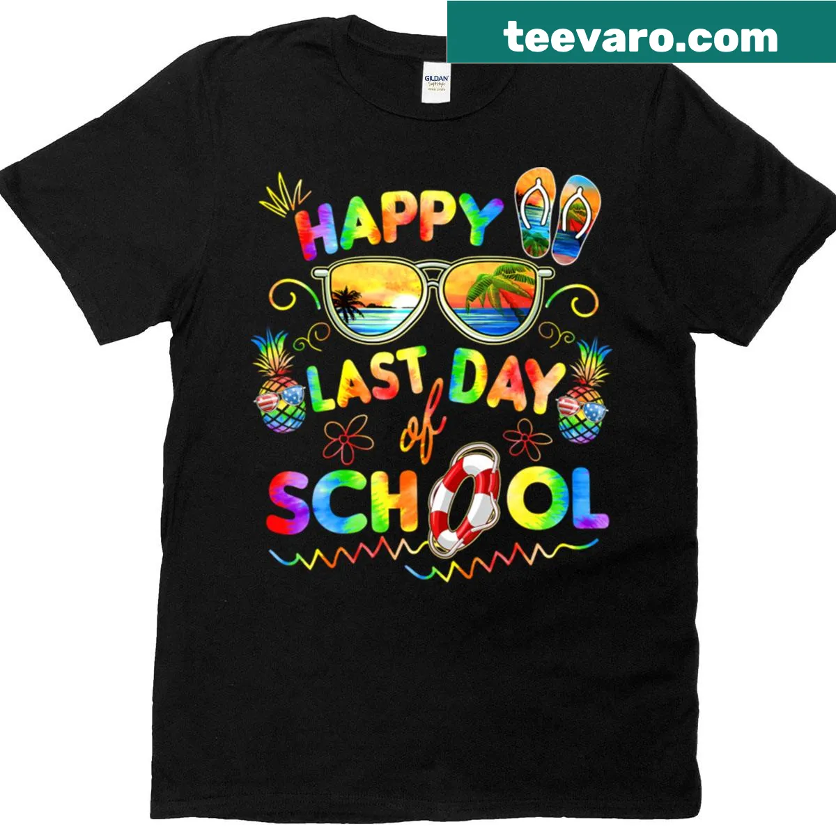 Illustrative design celebrating the last day of school on T-shirt — on a men's t-shirt