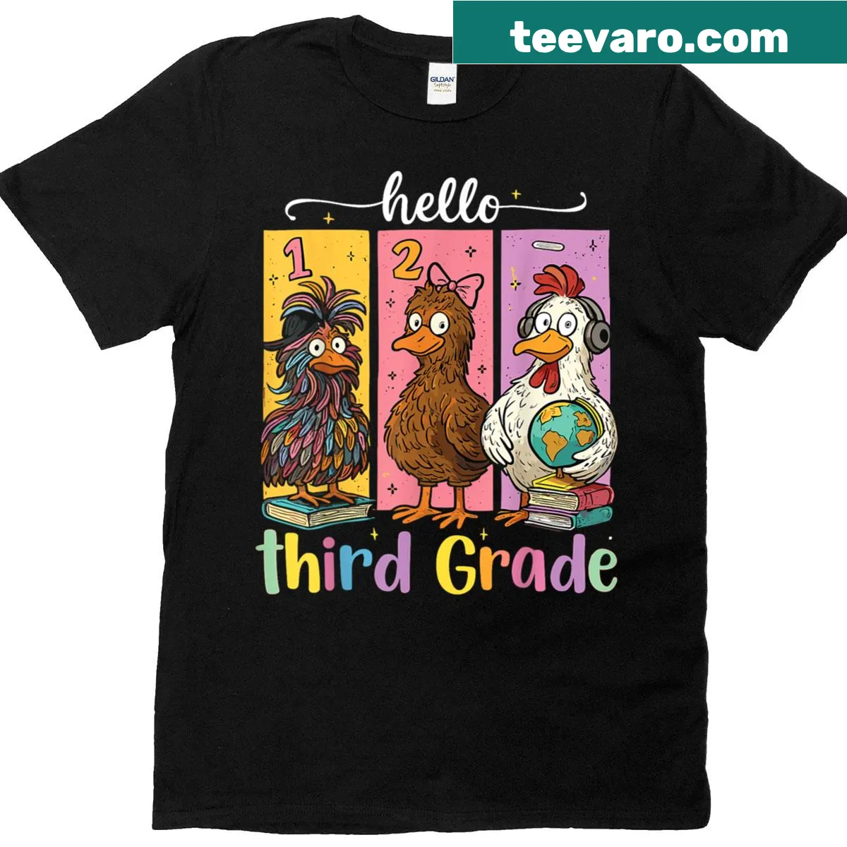 T-shirt with 'Hello Third Grade' text design for kids — on a men's t-shirt
