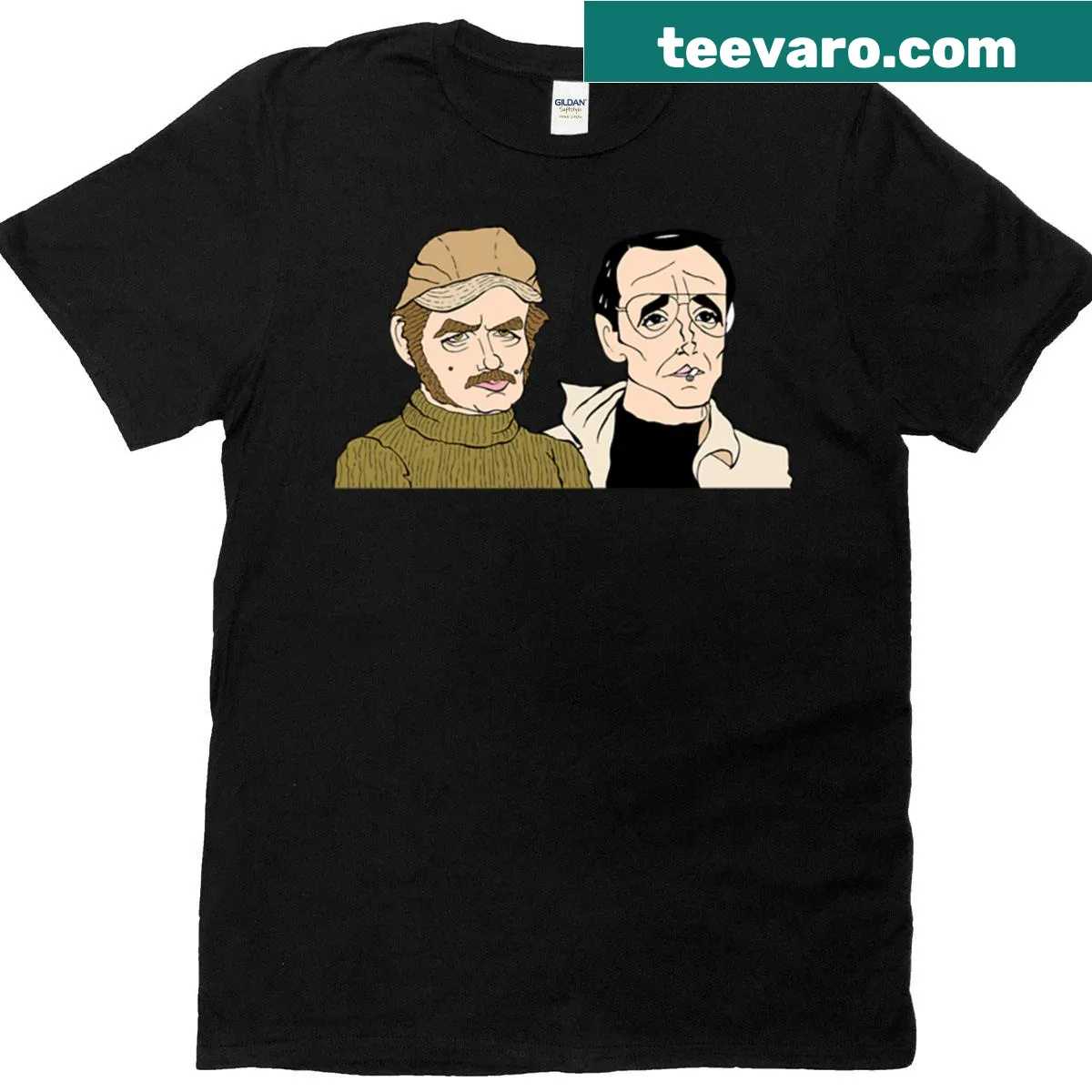 Illustrative T-shirt for horror film fans — on a men's t-shirt