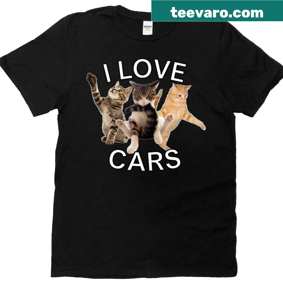 I Love Cars t-shirt with bold text. — on a men's t-shirt