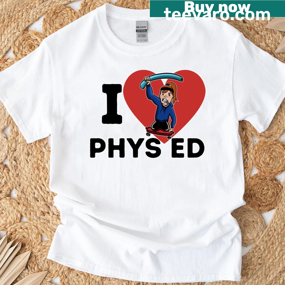 Playful shirt with 'Long Hair Don't Care' for Phys Ed lovers — on a men's t-shirt