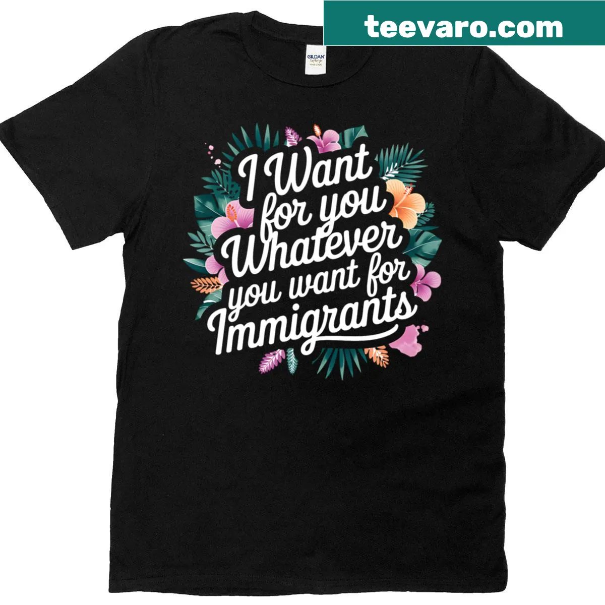 Impactful t-shirt with a message about immigrants and equality — on a men's t-shirt