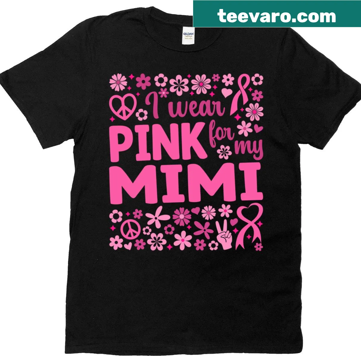 T-shirt with the phrase 'I Wear Pink For My Mimi' supporting breast cancer awareness — on a men's t-shirt