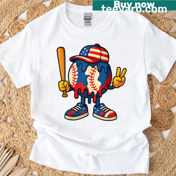 Cartoon ice cream baseball design on youth t-shirt