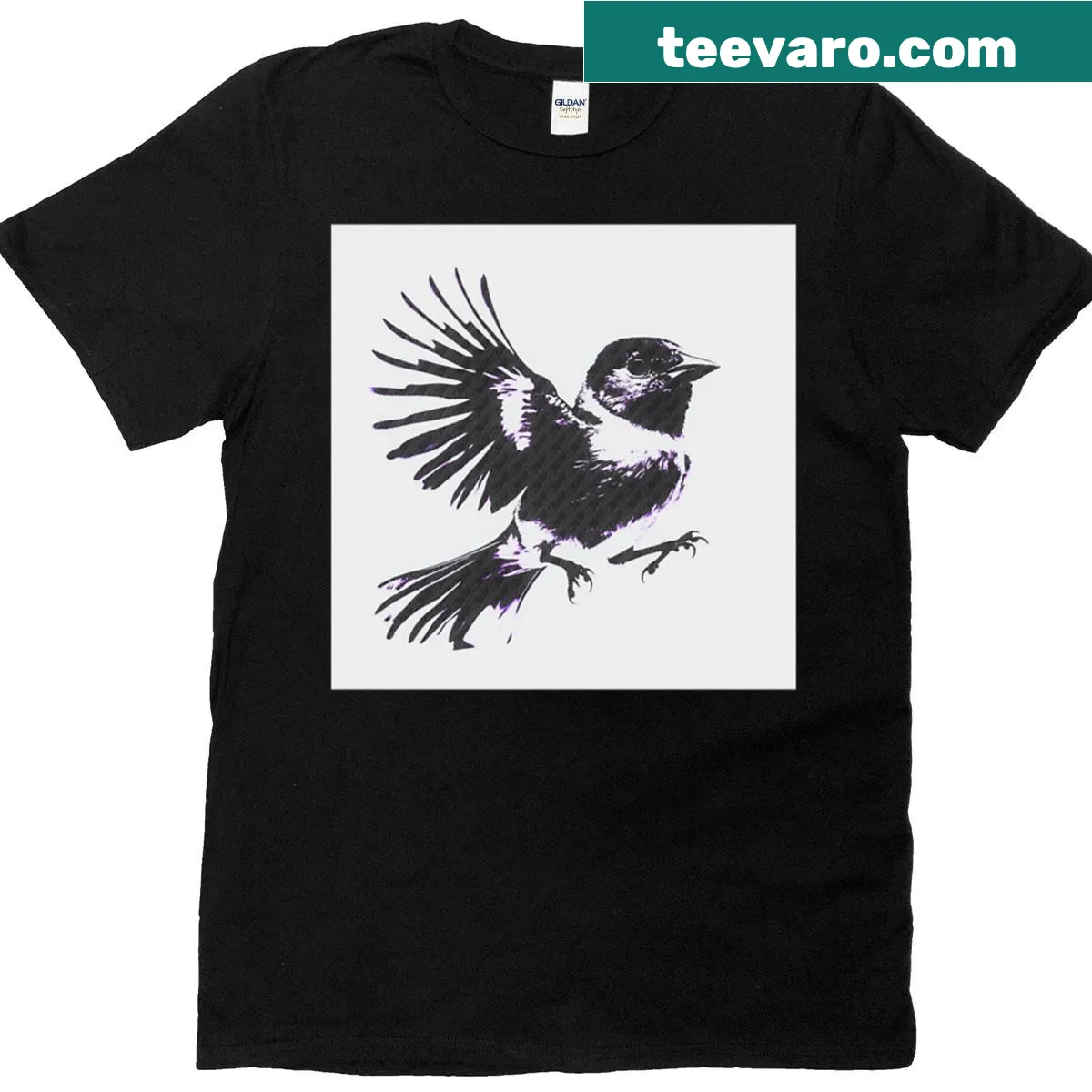 Minimalist oversized t-shirt with a bird illustration. — on a men's t-shirt