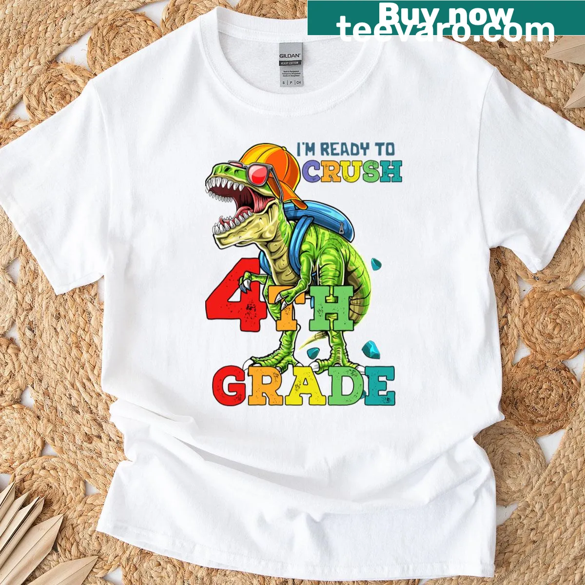 Funny dinosaur-themed t-shirt for kids about 4th grade — on a men's t-shirt
