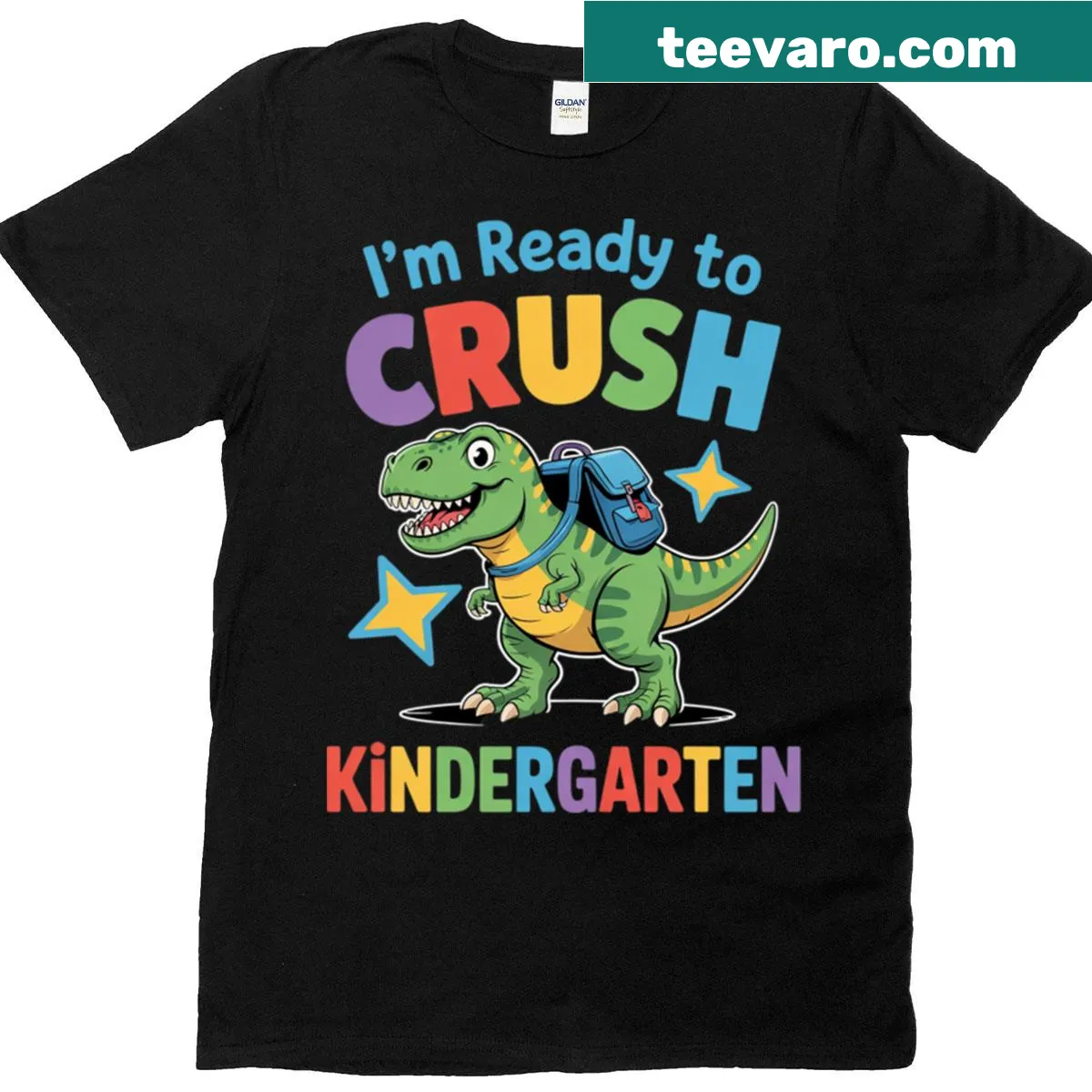 Dinosaur illustration with text for kids' back-to-school t-shirt — on a men's t-shirt