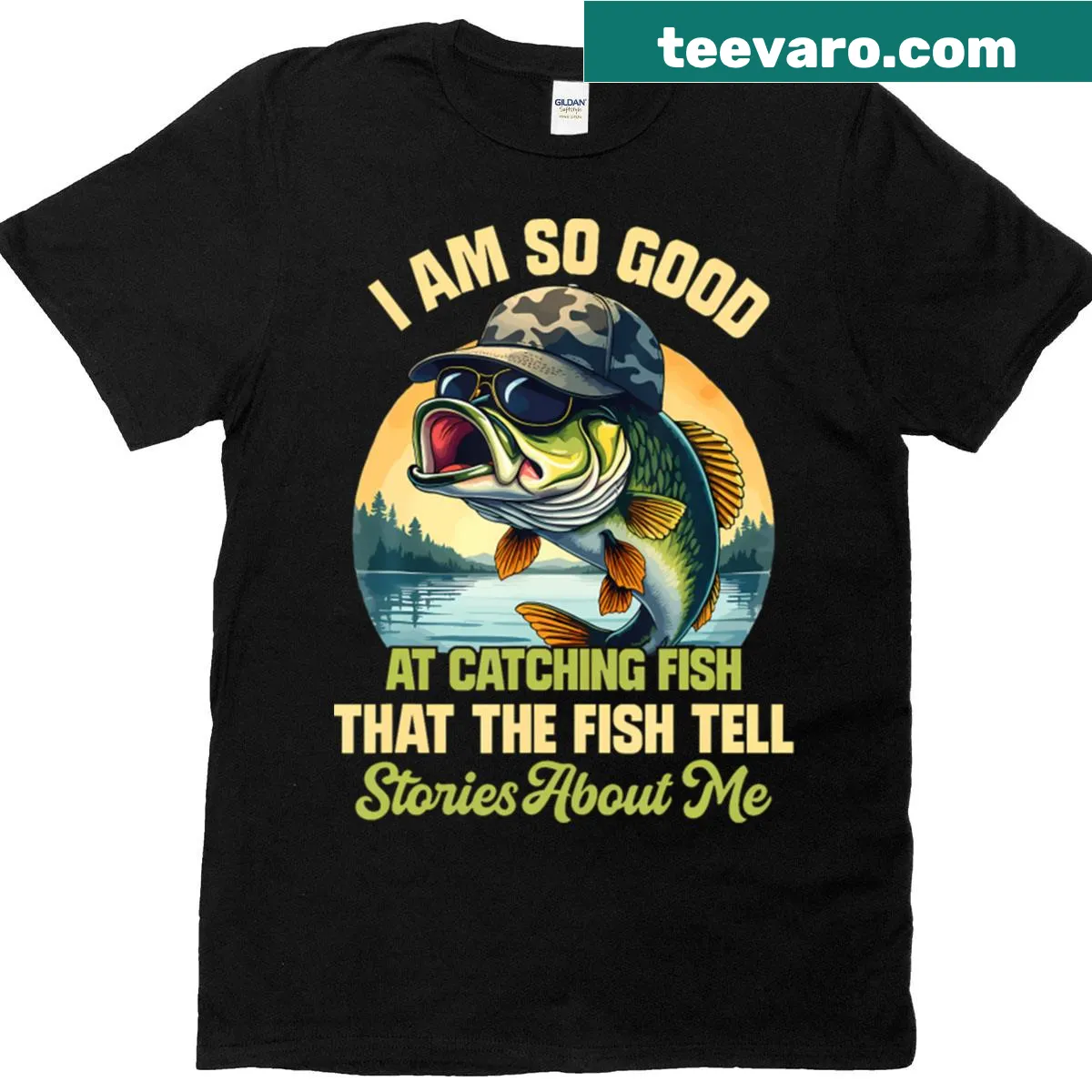 Funny T-shirt for fishing enthusiasts with humorous text — on a men's t-shirt