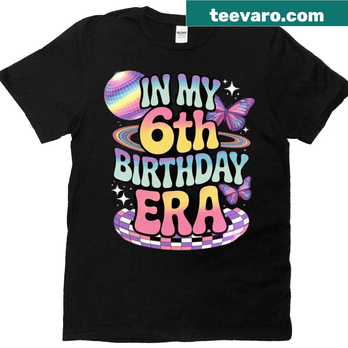 T-shirt for girls celebrating their 6th birthday — on a men's t-shirt