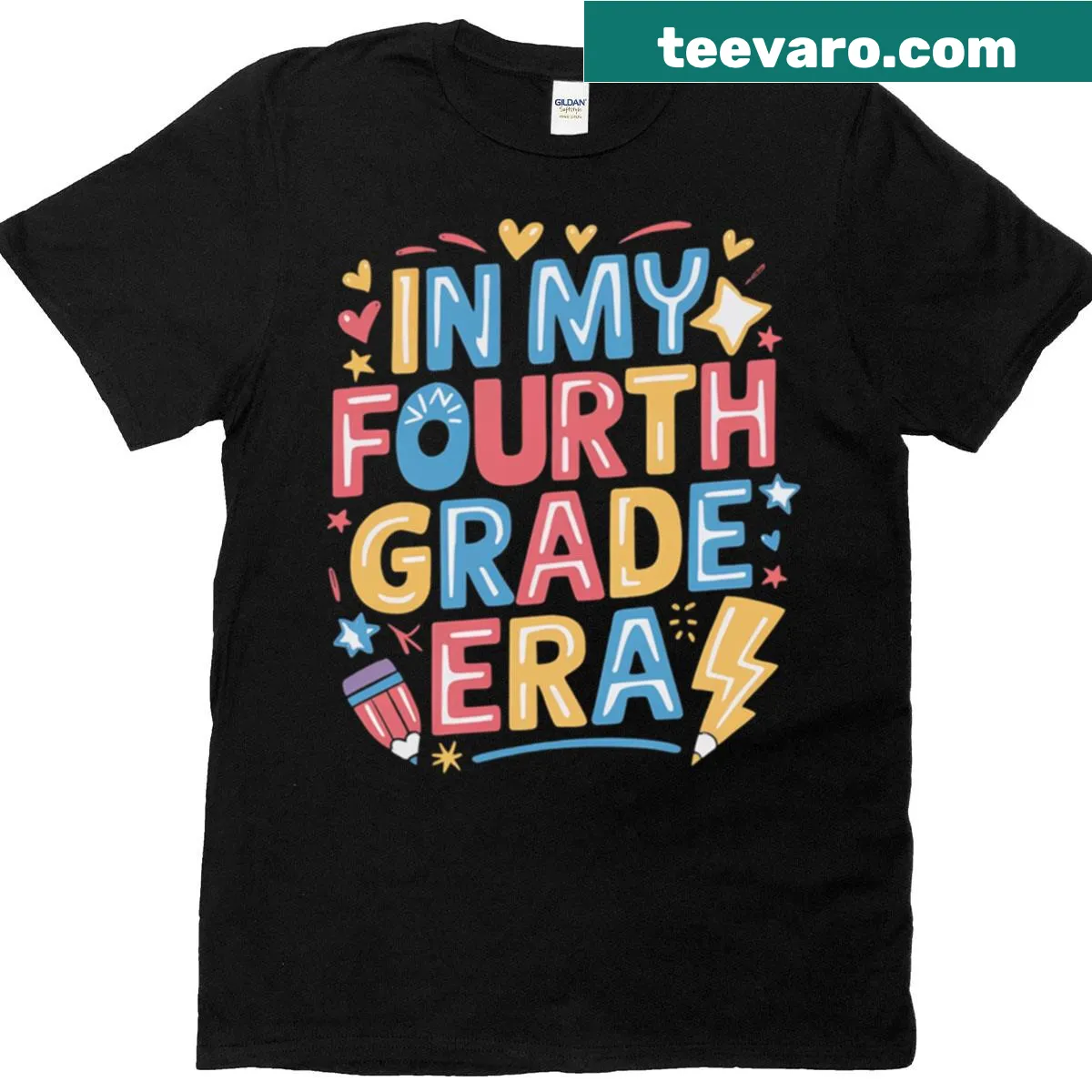Nostalgic t-shirt with 'In My Fourth Grade Era' text — on a men's t-shirt